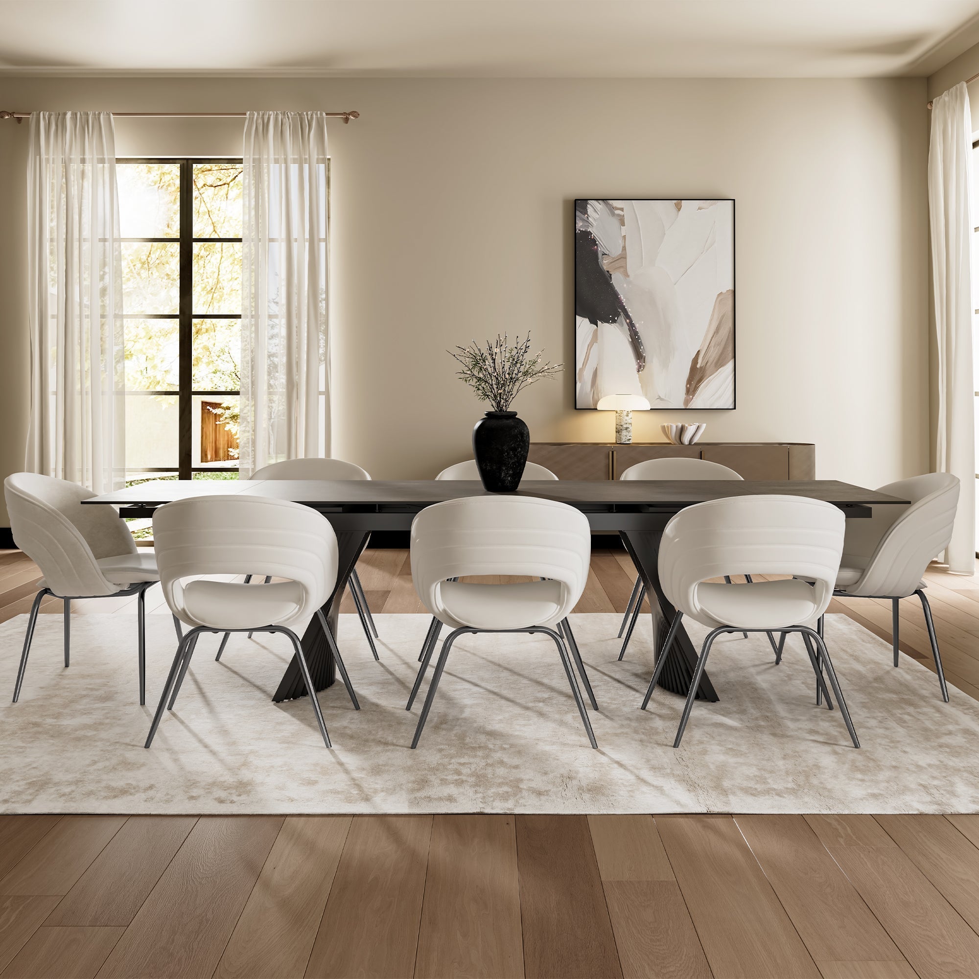 Velvet Dining Chair, Set of 1, Off-White
