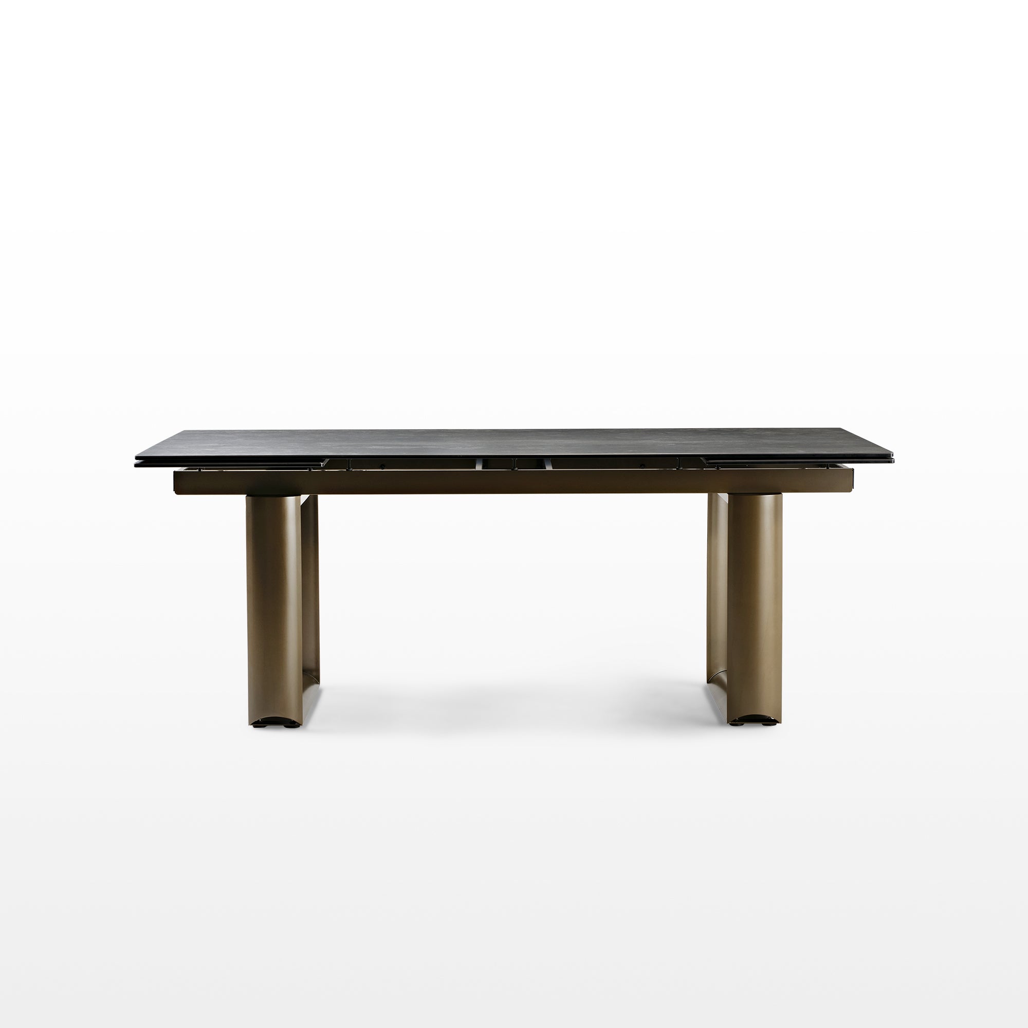Round Marble-Top Dining Table, White and Gold