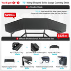 Wing-Shaped Studio Desk (73x23)