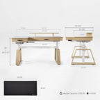 63x23 L-Shaped Height Adjustable Executive Desk, Black and Gold Sintered Stone