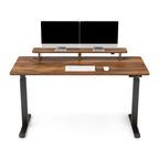 63x29 Walnut Height Adjustable Standing Desk with RGB Monitor Stand