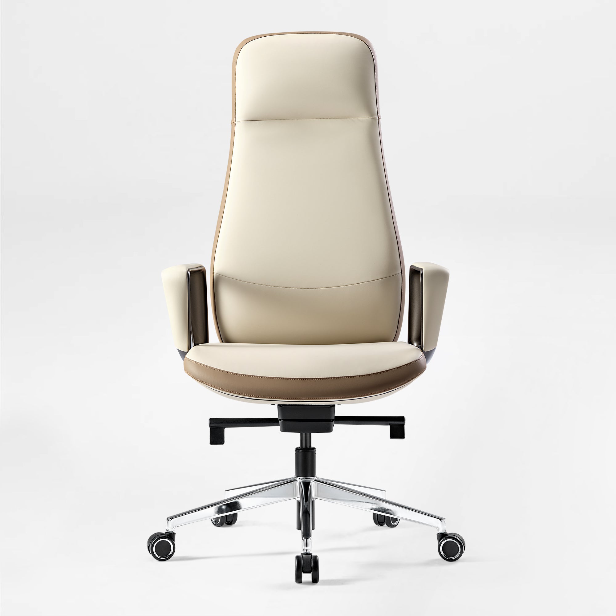 Solid Wood Arm Task Office Chair - Retro PU Leather
