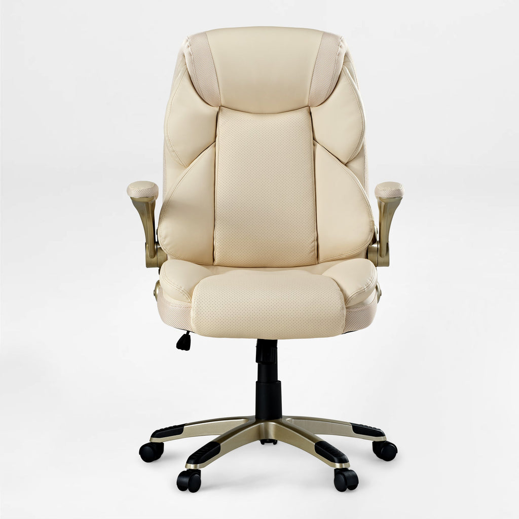 Faux Leather Home Office Chair - Ergonomic Cream