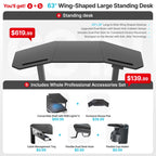 Wing-Shaped Standing Desk (63x23)