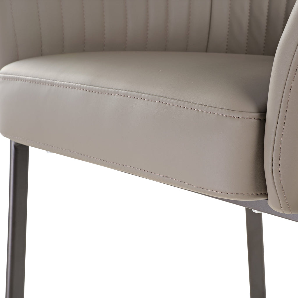 Upholstered Arm Dining Chair, Set of 1, Dark Gray