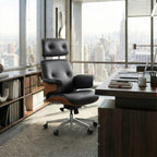 Genuine Leather Executive Office Chair - Classic Ergonomic Design