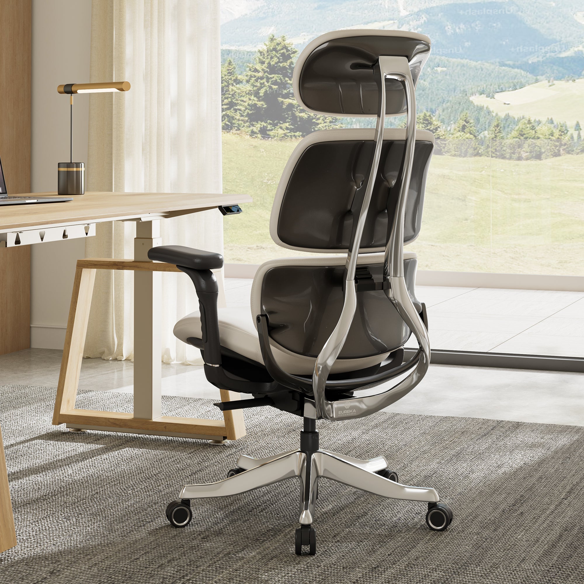 Ergonomic Executive Office Chair - PU Leather 4D Armrests Self-Adapting