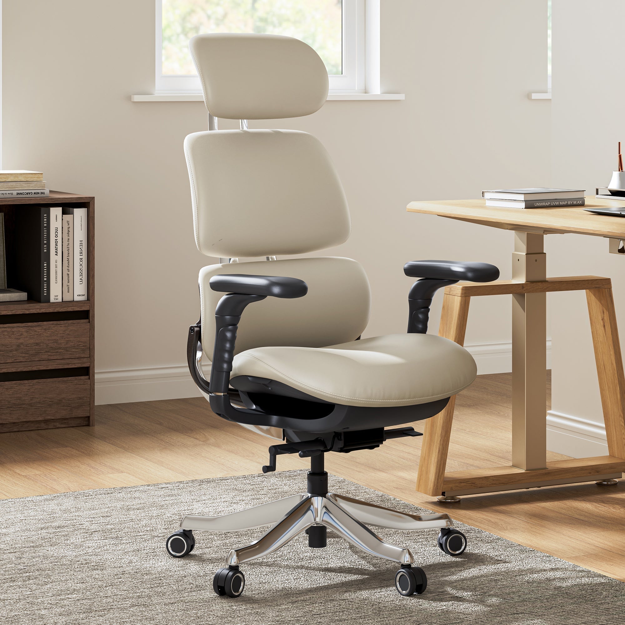 Ergonomic Executive Office Chair - PU Leather 4D Armrests Self-Adapting