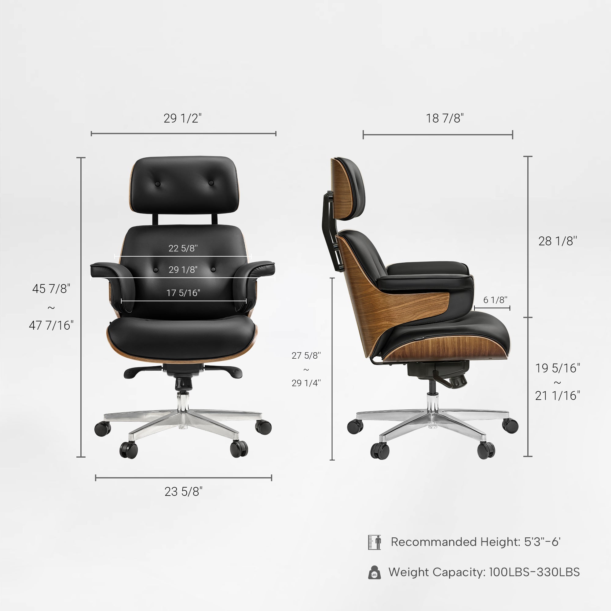 Genuine Leather Executive Office Chair - Classic Ergonomic Design