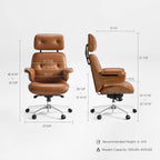 Genuine Leather Executive Office Chair - Classic Ergonomic Design