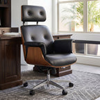 Genuine Leather Executive Office Chair - Classic Ergonomic Design