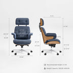 Genuine Leather Executive Office Chair - Classic Ergonomic Design