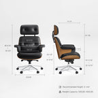 Genuine Leather Executive Office Chair - Classic Ergonomic Design