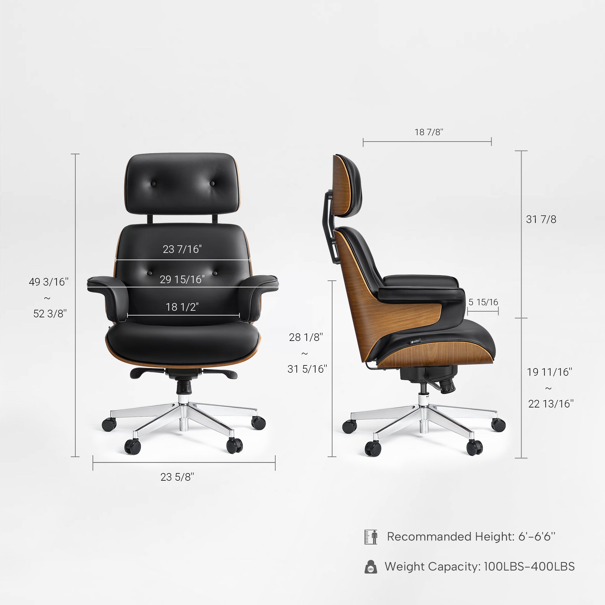 Genuine Leather Executive Office Chair - Classic Ergonomic Design