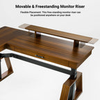 63x23 L-Shaped Height Adjustable Executive Desk, Handcrafted Walnut
