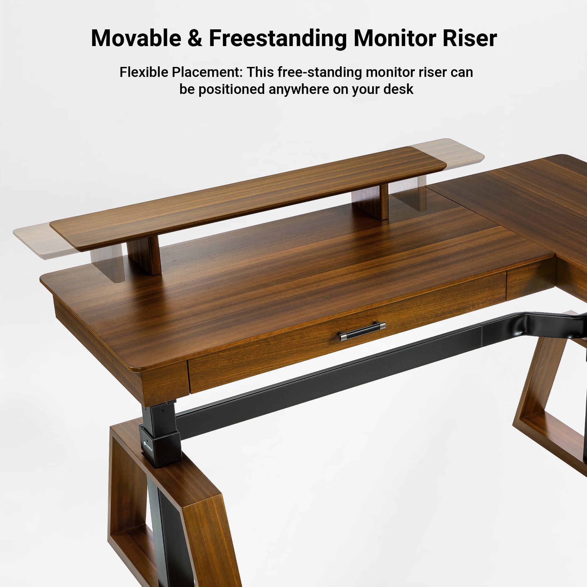 63x23 L-Shaped Height Adjustable Executive Desk, Handcrafted Walnut