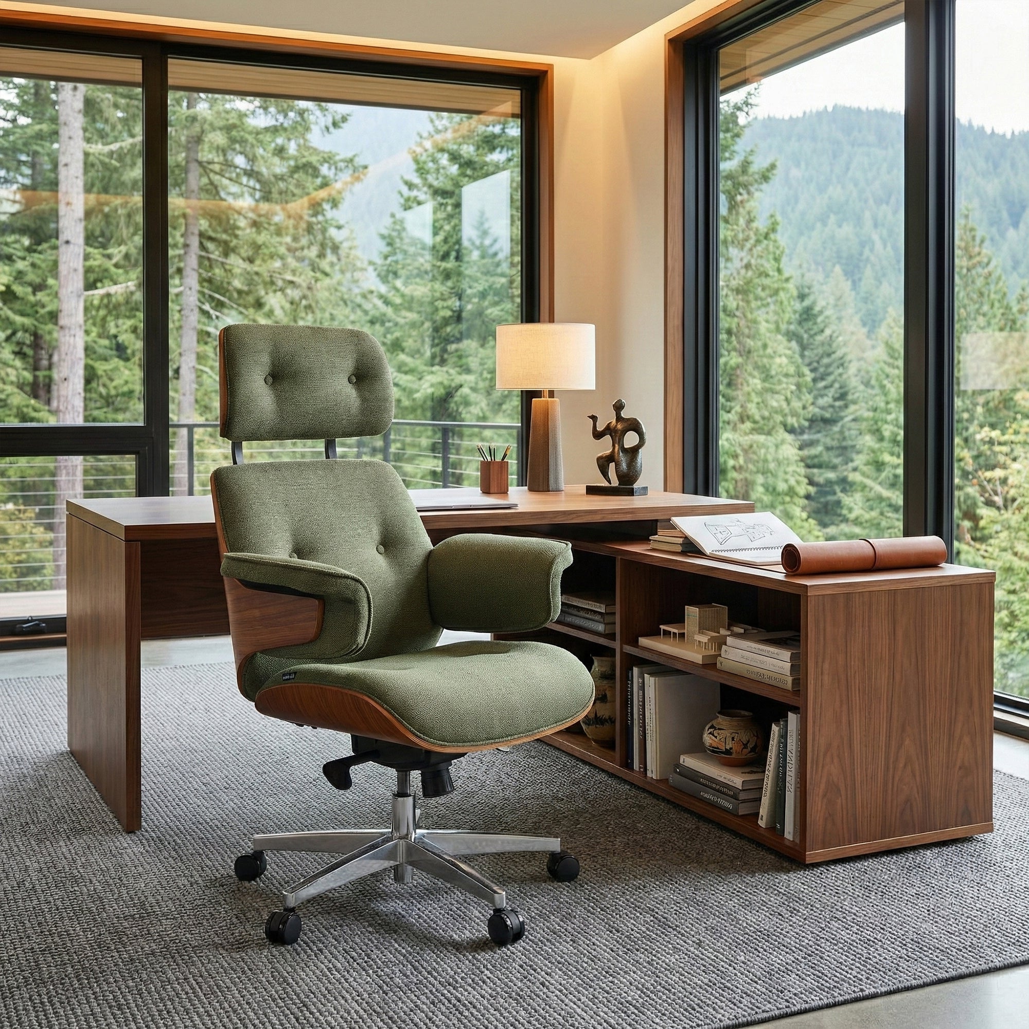 Genuine Leather Executive Office Chair - Classic Ergonomic Design