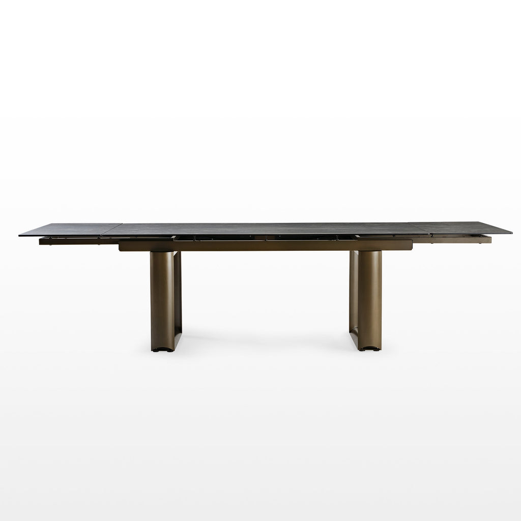 Round Marble-Top Dining Table, White and Gold