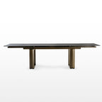 Round Marble-Top Dining Table, White and Gold