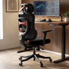 Chaise de bureau et de jeu en maille à dossier haut, noire