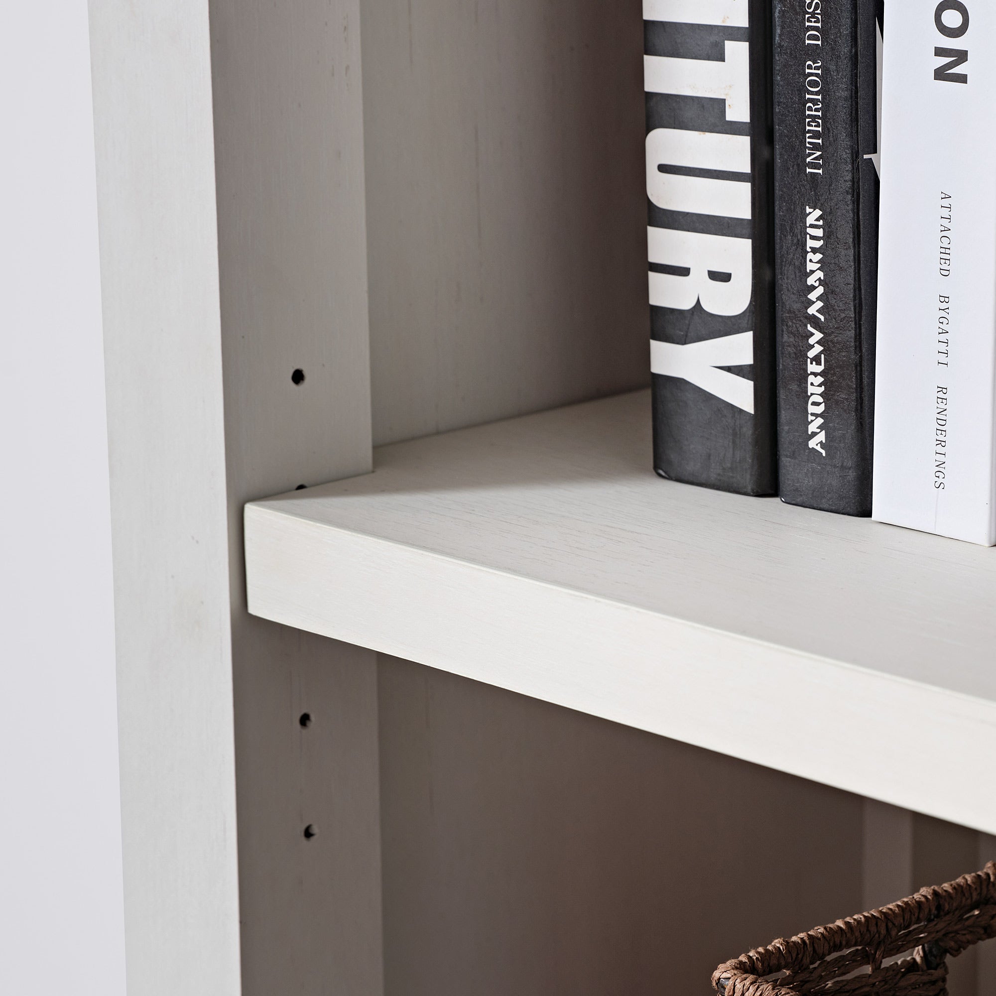 71'' Display Bookshelf with Storage Cabinet, Wave Pattern, White