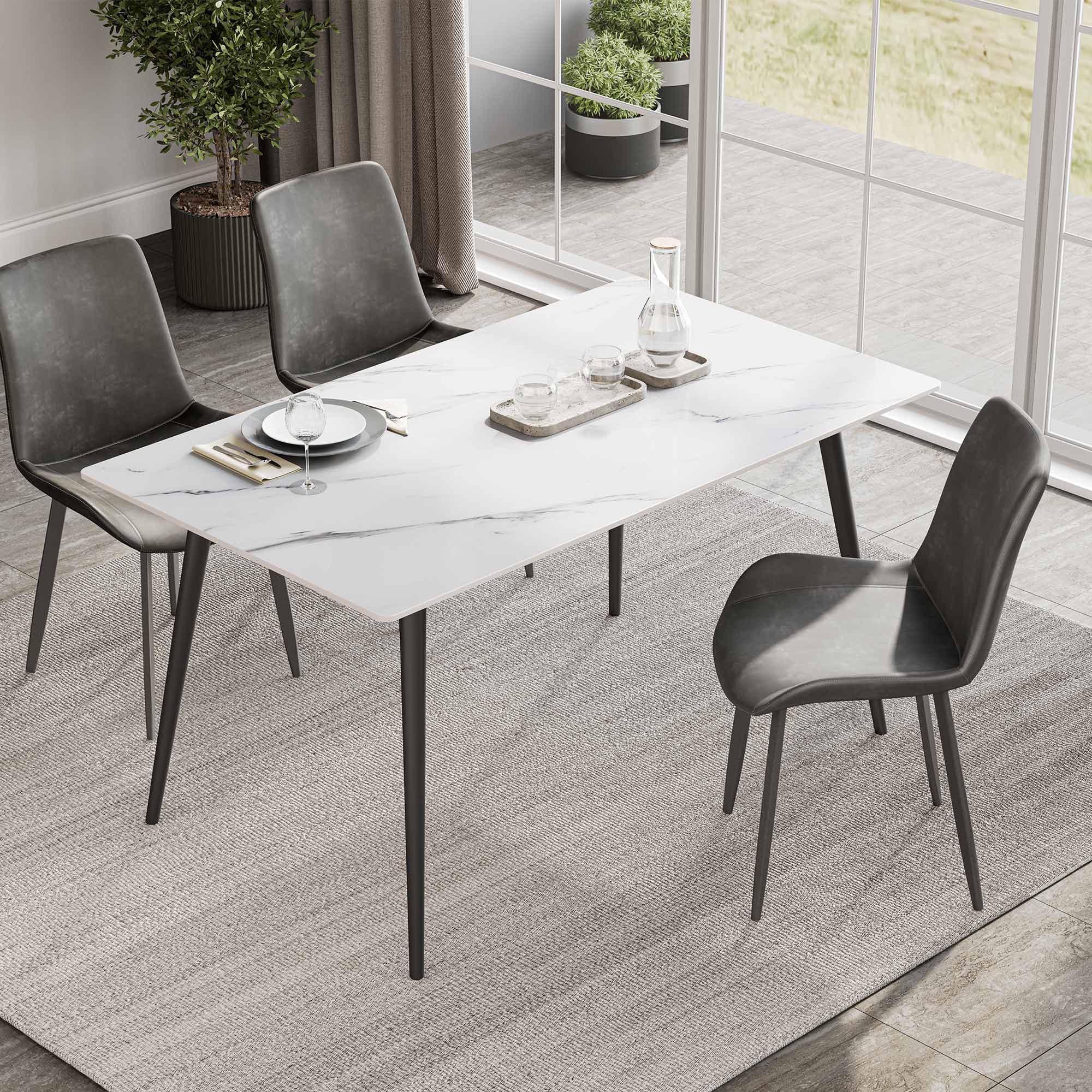 Rectangular Farmhouse Dining Table, Brown