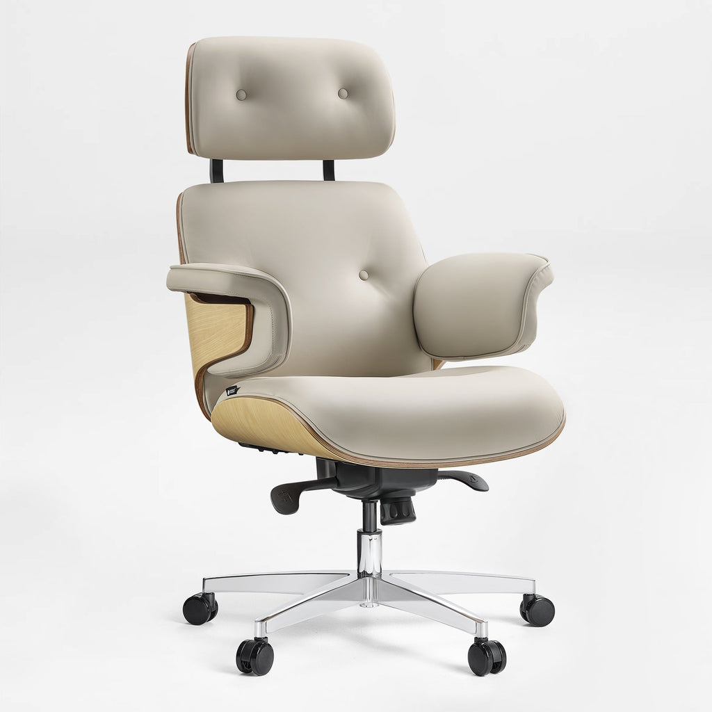 Genuine Leather Executive Office Chair - Classic Ergonomic Design