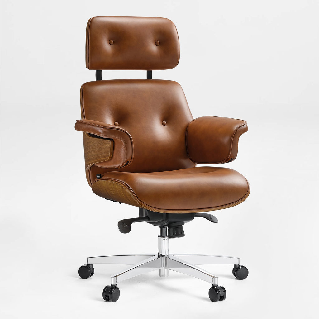 Genuine Leather Executive Office Chair - Classic Ergonomic Design