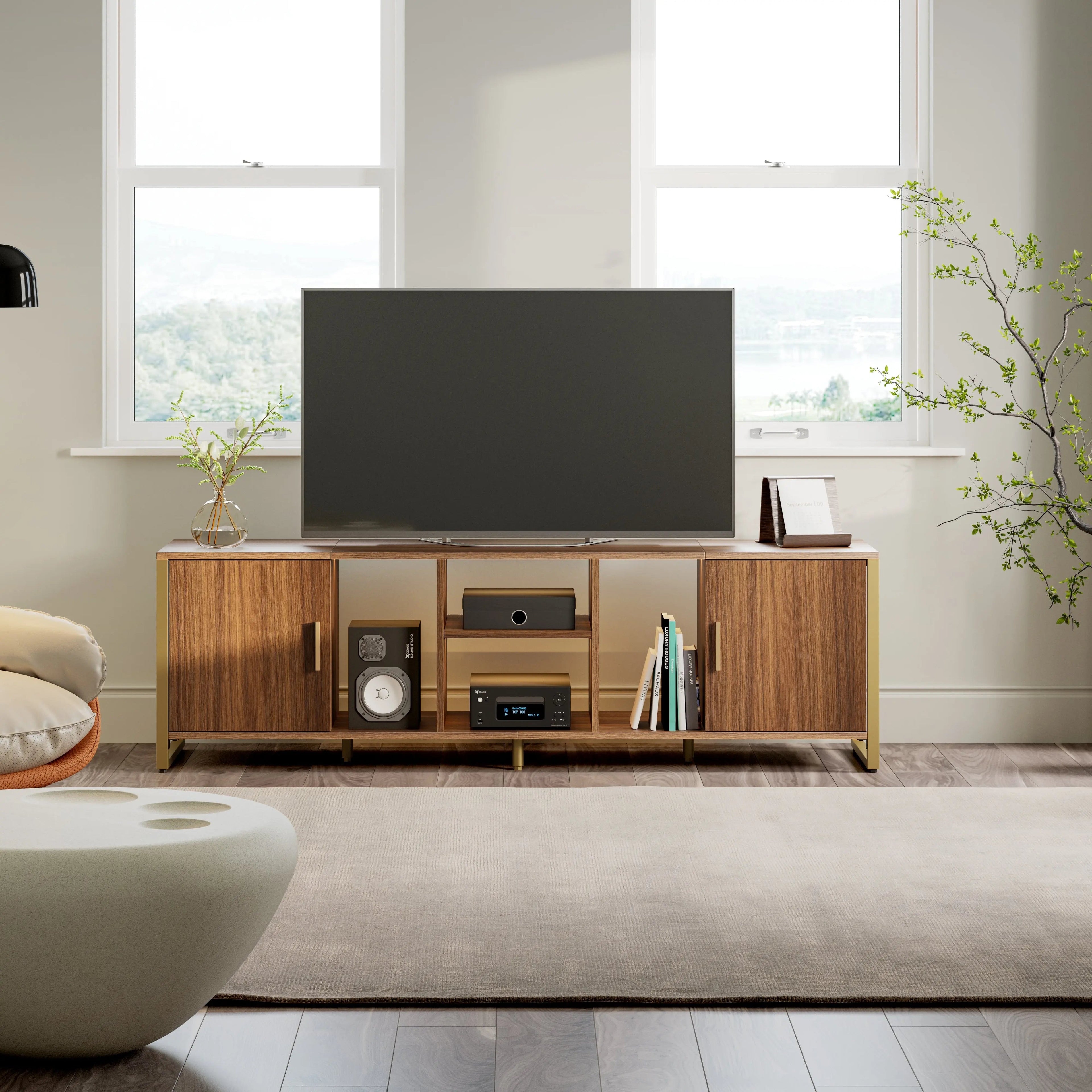 70'' LED Light TV Stand Media Console