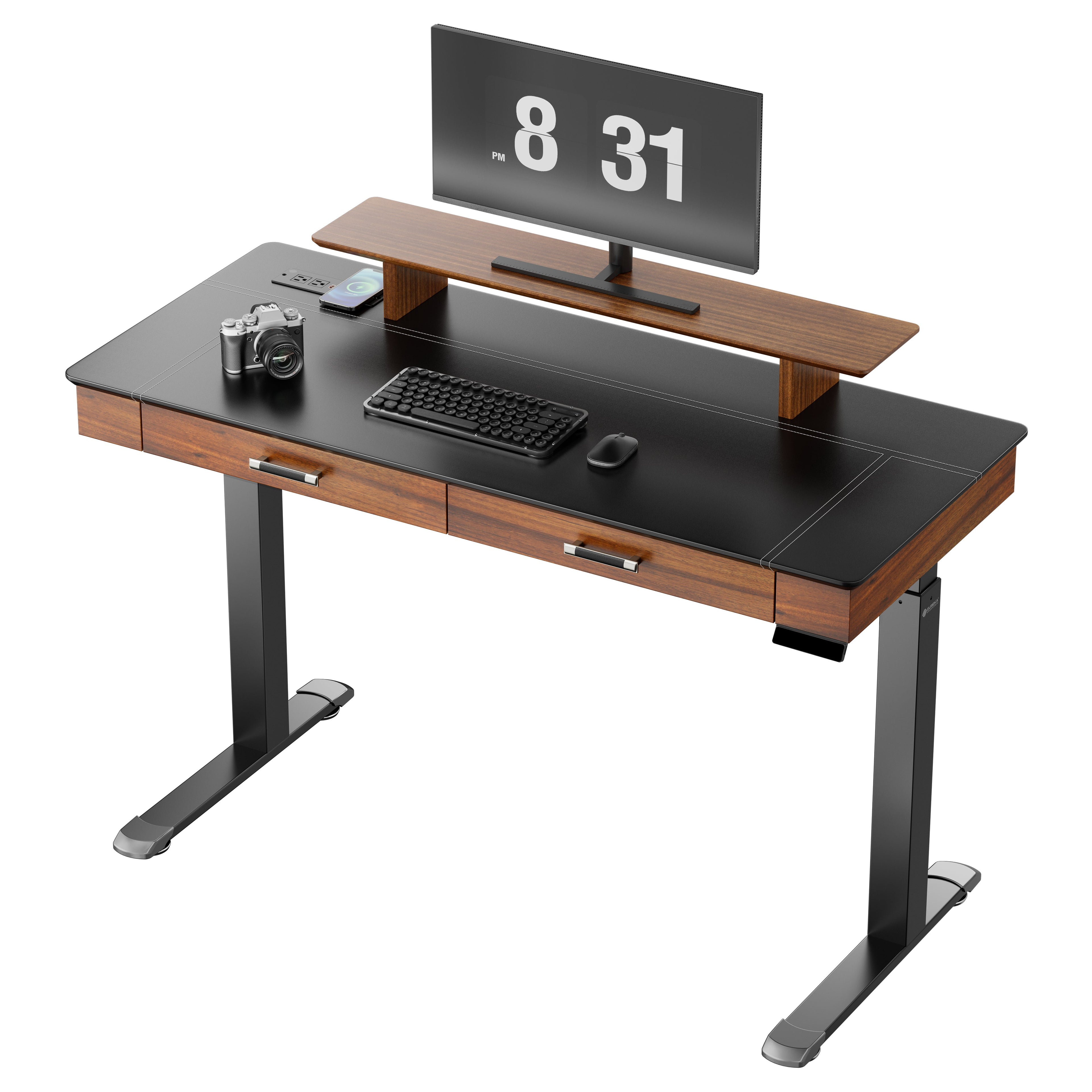 Faux Saddle Leather Adjustable Standing Desk (55x23)