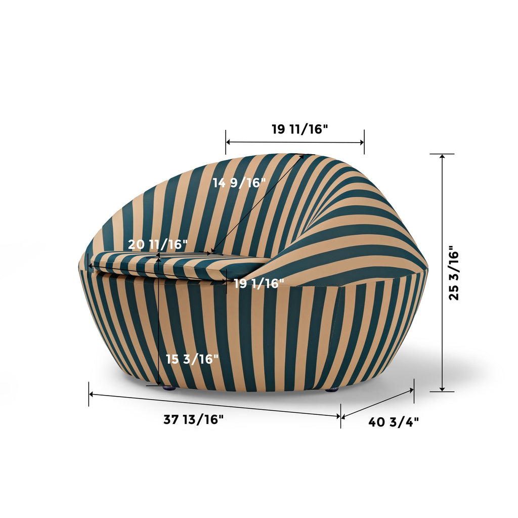 Striped Accent Lounge Chair, Red Yellow and Blue Yellow
