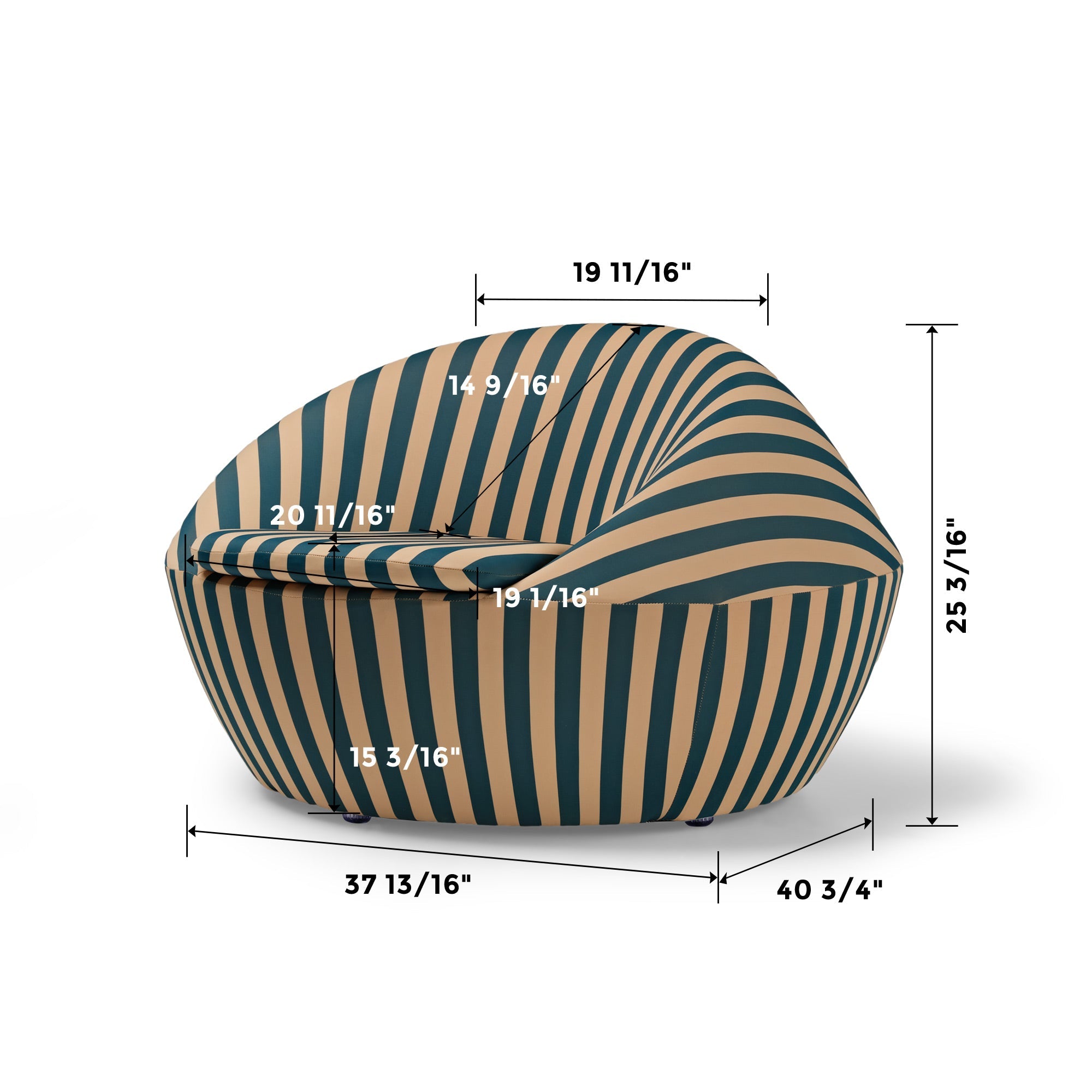 Striped Accent Lounge Chair, Red Yellow and Blue Yellow