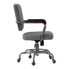 Retro PU Leather Task Office Chair - Solid Wood Arms