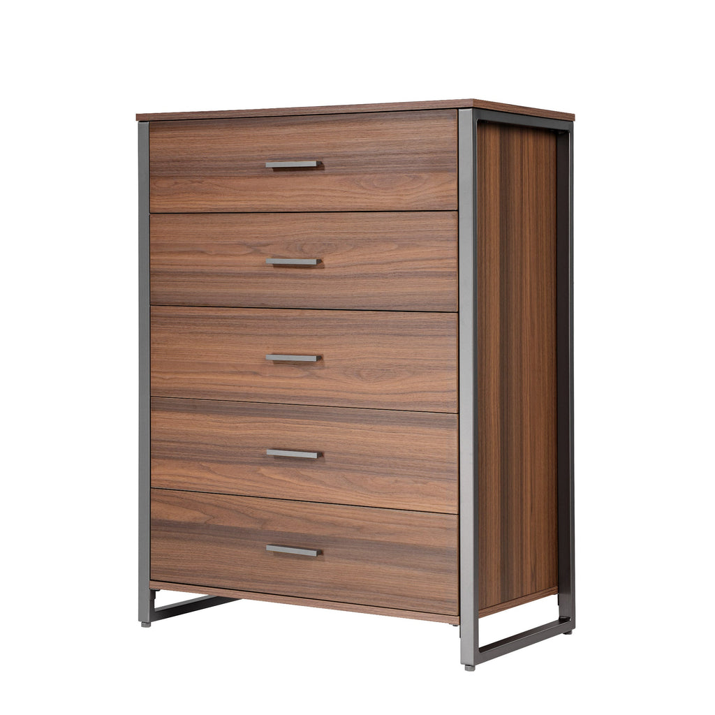 42 Chest 5-Drawers Dresser Accent Cabinet Walnut
