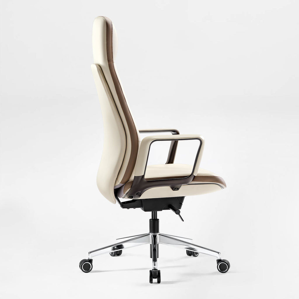 Solid Wood Arm Task Office Chair - Retro PU Leather