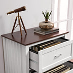 29'' File Storage Cabinet, Dual-Tone Wave Design, White