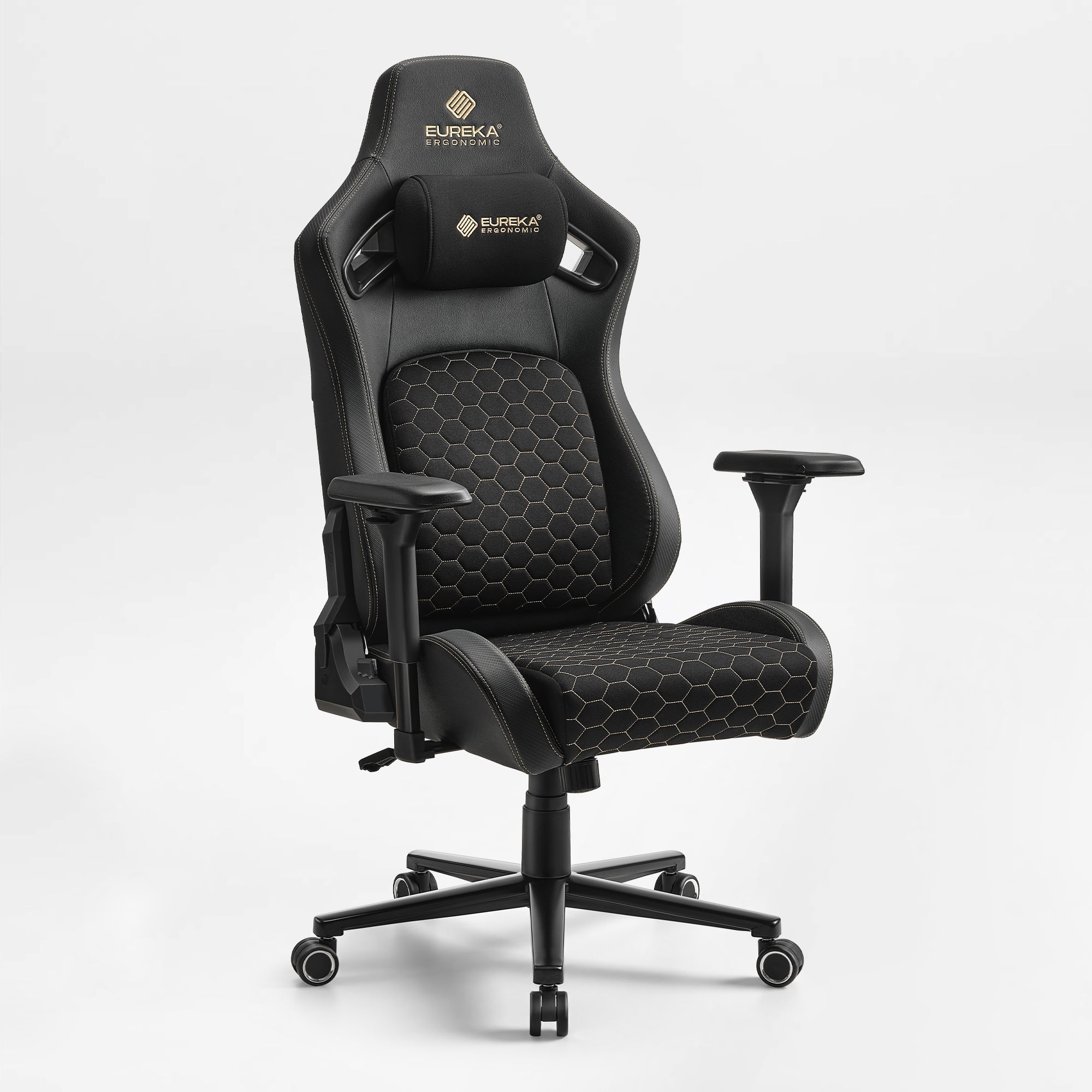 Ergonomic Gaming Chair with Footrest, Black and Yellow