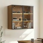 32 Wall Mounted Curio Cabinet with Glass Doors