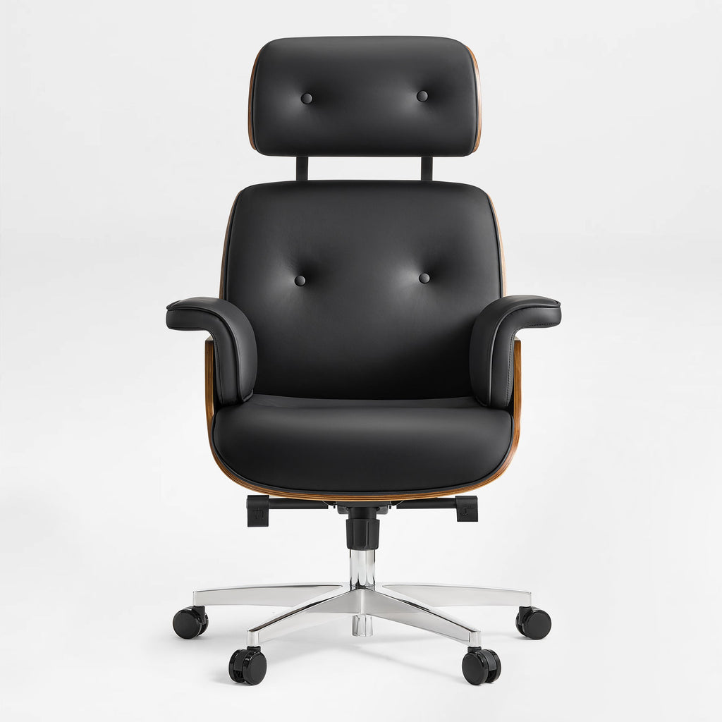 Genuine Leather Executive Office Chair - Classic Ergonomic Design