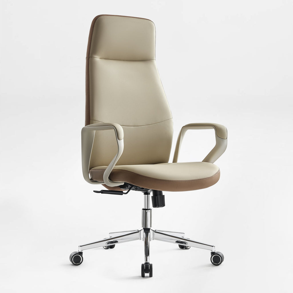 Faux Leather Executive Ergonomic Office Chair - Contoured Spine Support