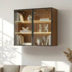32 Wall Mounted Curio Cabinet with Glass Doors