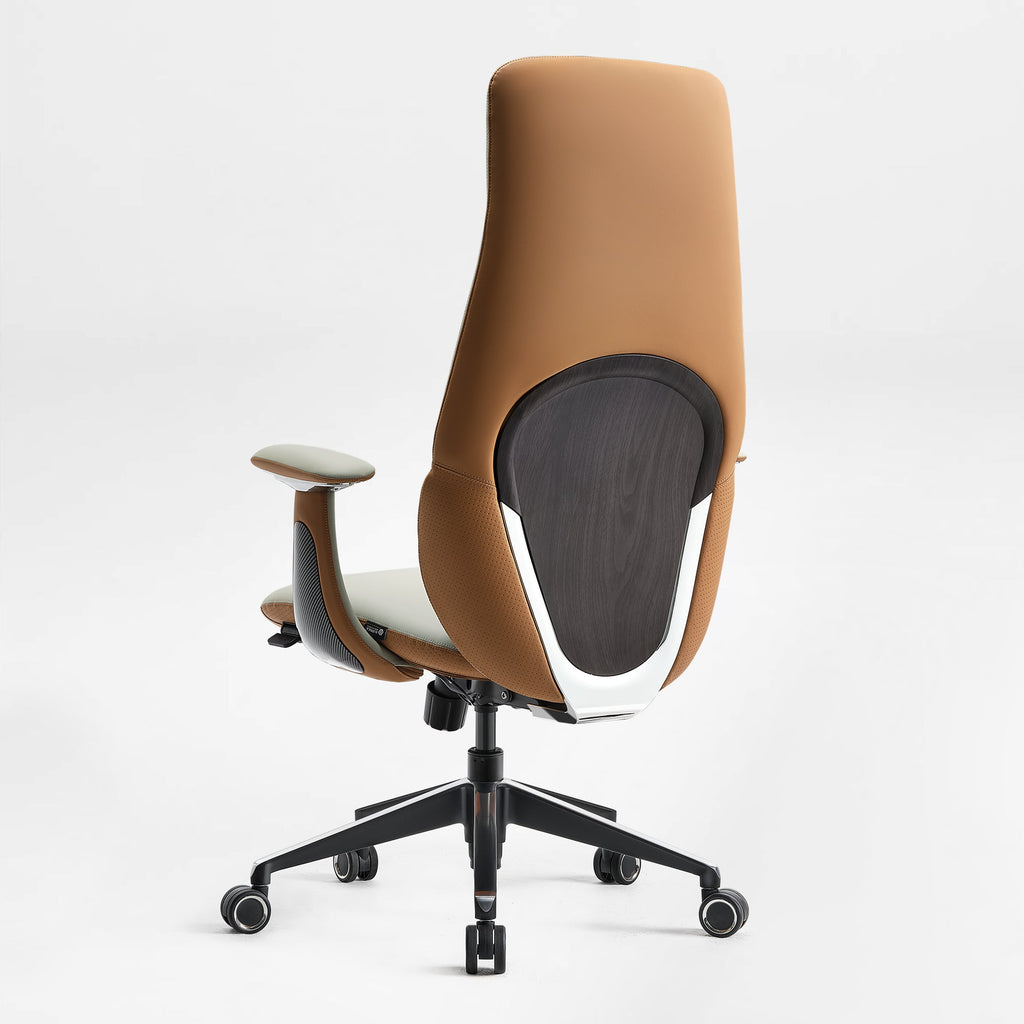 Faux Leather Executive Office Chair - Segmented Back Natural Curve
