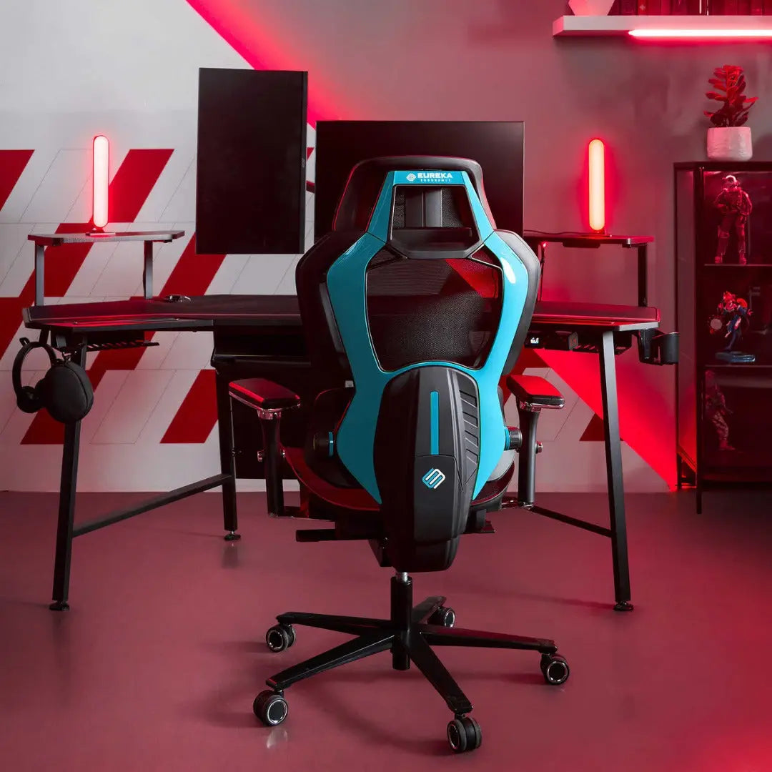 Racing-Style Gaming Chair with Headrest and Lumbar Pillow, Black and Red
