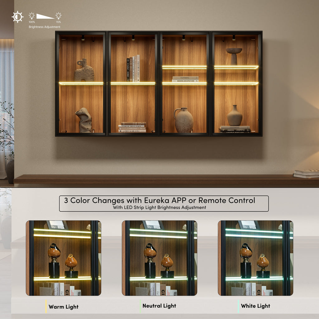 32 Wall Mounted Curio Cabinet with Glass Doors