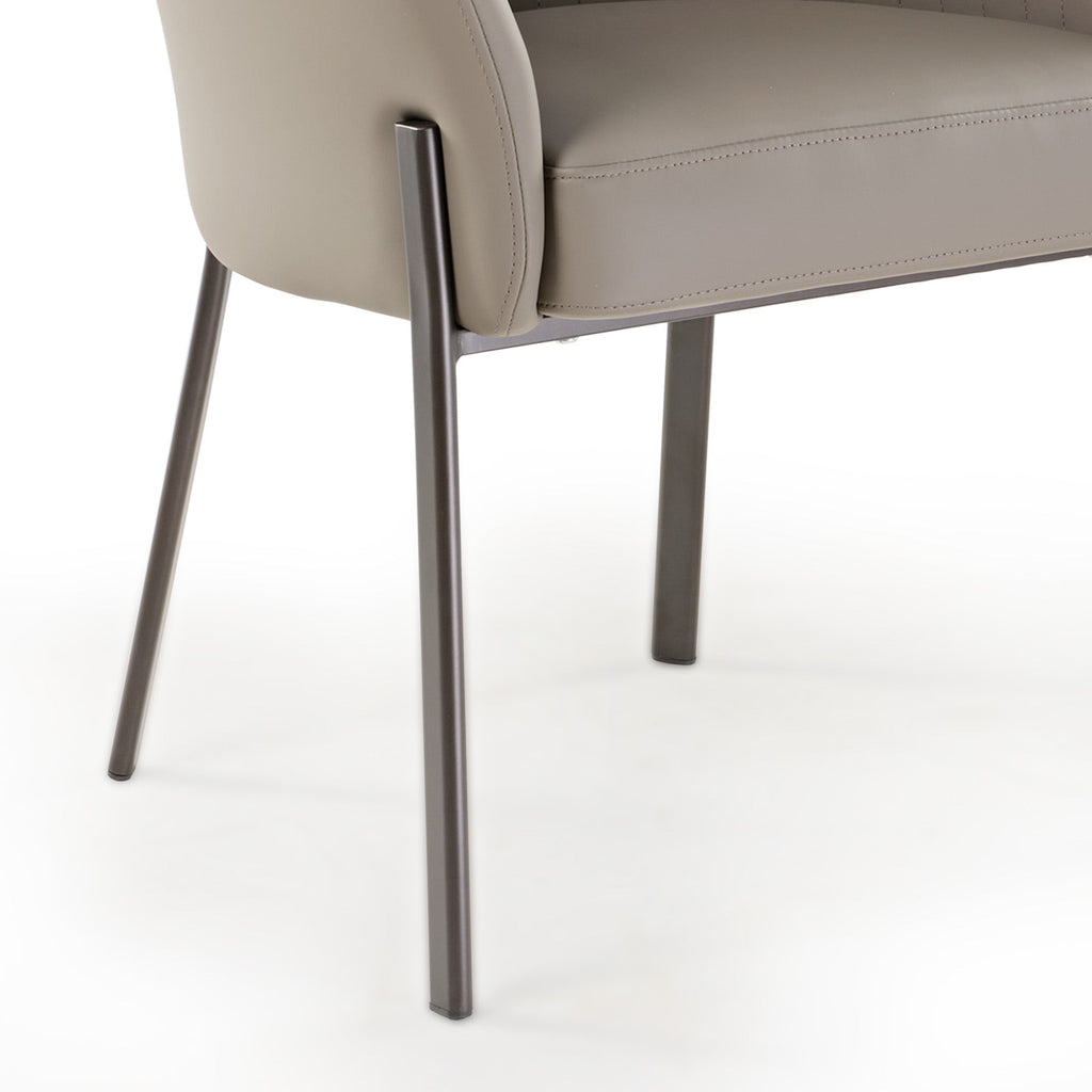 Upholstered Arm Dining Chair, Set of 1, Dark Gray