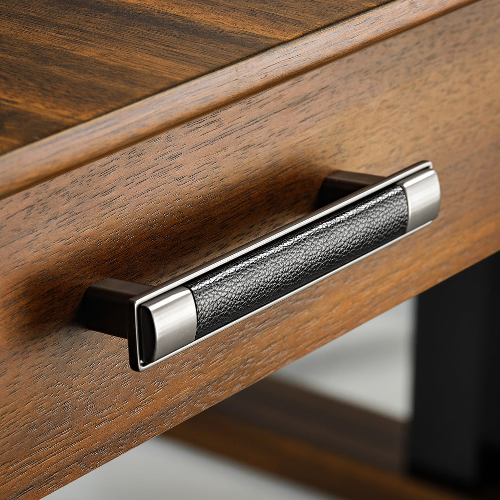 63x23 L-Shaped Height Adjustable Executive Desk, Handcrafted Walnut