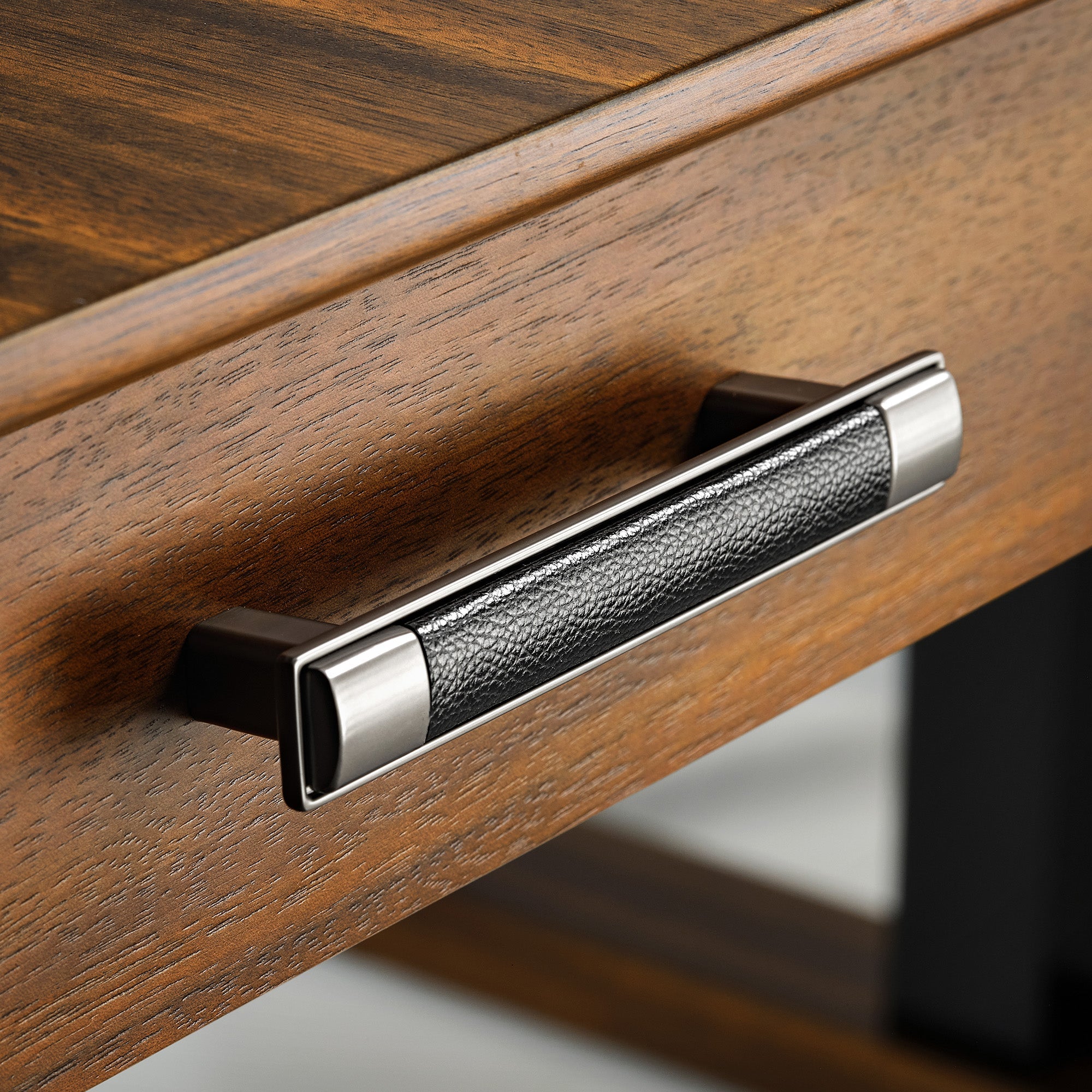 63x23 L-Shaped Height Adjustable Executive Desk, Handcrafted Walnut