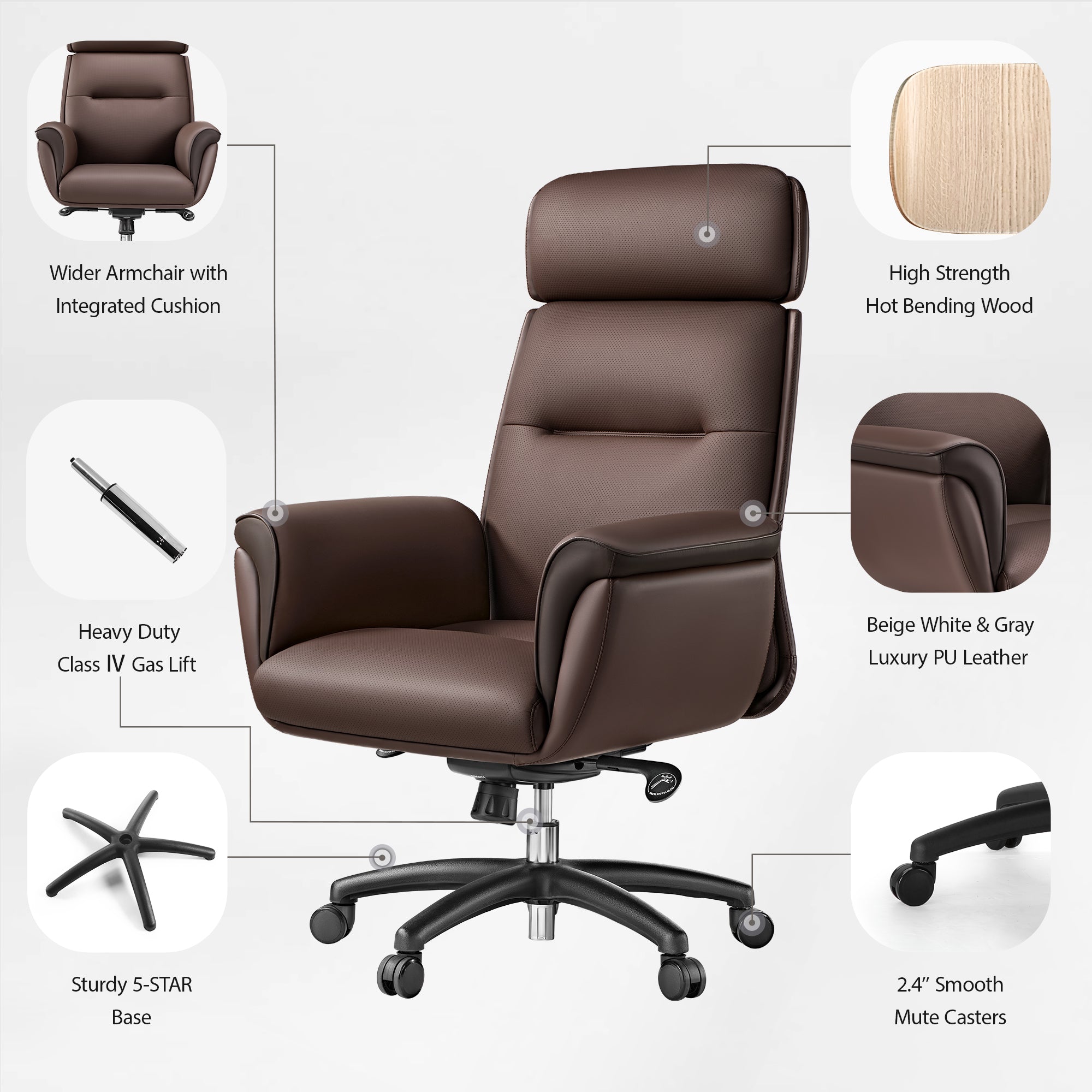 Microfiber Leather Executive Office Chair with Adjustable Headrest