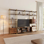 Modern TV Stand with Storage Cabinet and Book Shelves