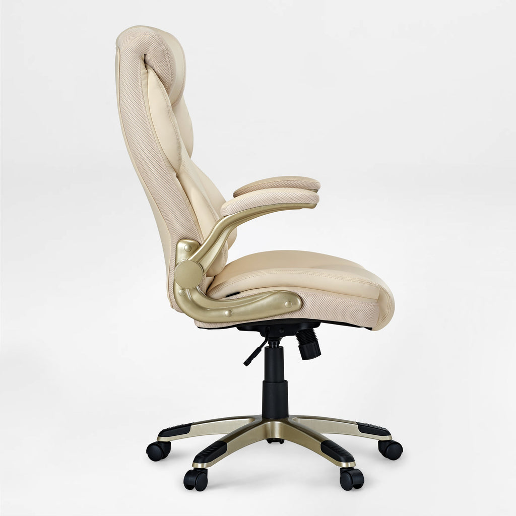 Faux Leather Home Office Chair - Ergonomic Cream